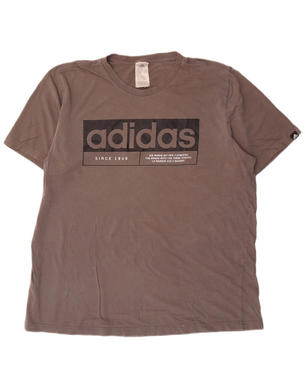 Adidas Mens Graphic T-Shirt Top XL Grey Cotton