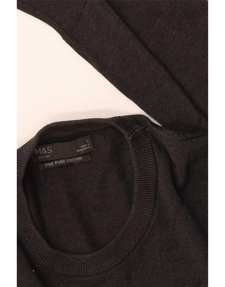 Marks & Spencer Herre sweater med rund hals, stor grå bomuld