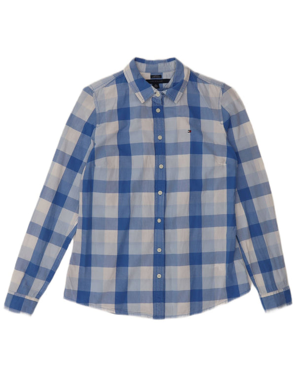 Tommy Hilfiger Dame Classic Fit skjorte UK 6 XS Blue Check Cotton Classic