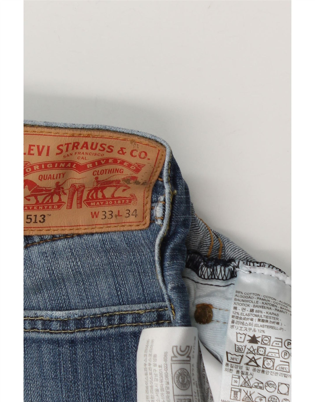 Levi's Herre 513 Slim Straight Jeans W33 L30 Blå Bomuld