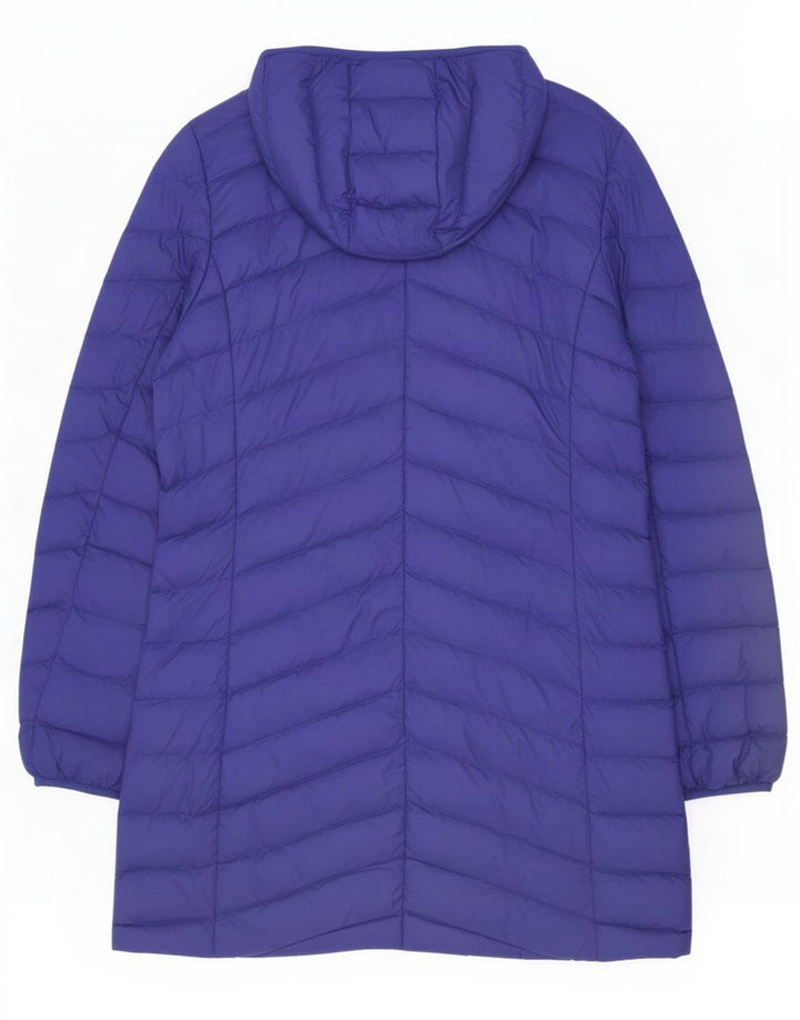 Marks & Spencer Polstret frakke med hætte til kvinder UK 12 Medium Blue Polyamide