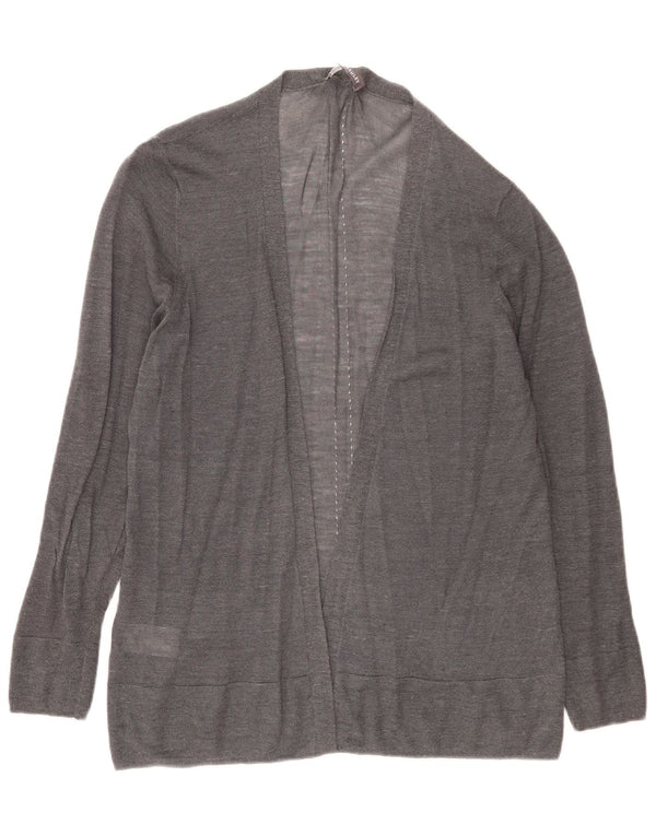 Laura Ashley Dame Longline Åben Cardigan Sweater UK 16 Stor Grå Ramie