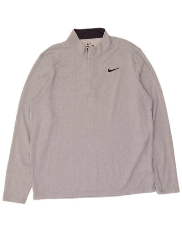 Nike Herre Dri Fit Standard Zip Neck Pullover Træningsdragt Top Stor Grå