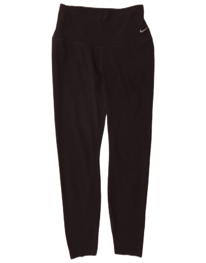 Nike Dame Dri Fit Leggings UK 12 Medium Sort Nylon