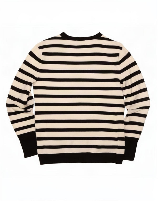 Zara Womens Crew Neck Jumper Sweater UK 14 Large White Striped