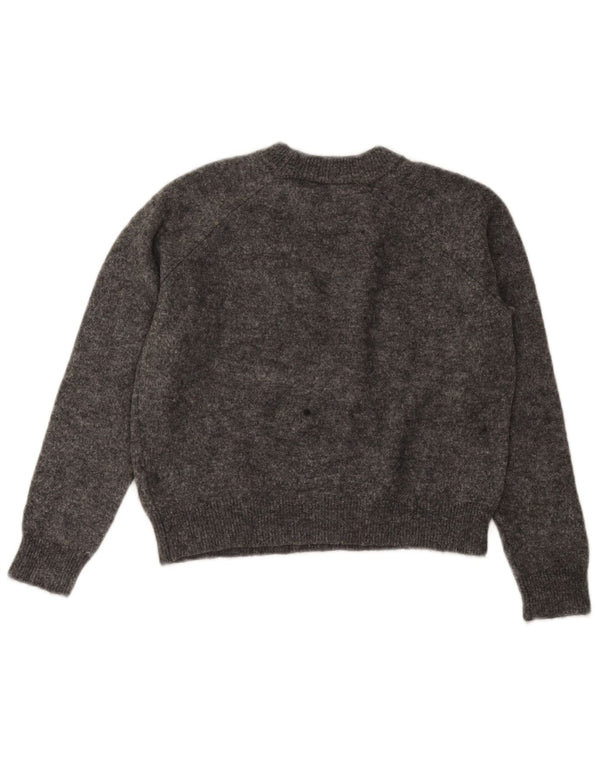 Zara Womens Crop Boat Neck Jumper Sweater UK 10 Small Grey