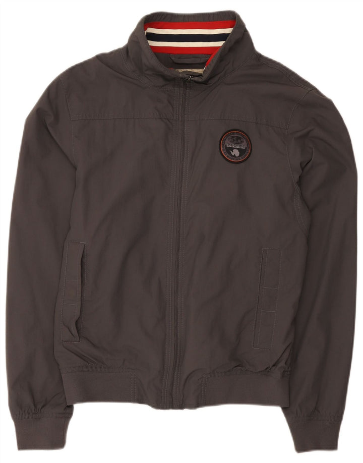 Napapijri Herre Bomber Rain Jacket UK 38 Medium Grå Polyamid