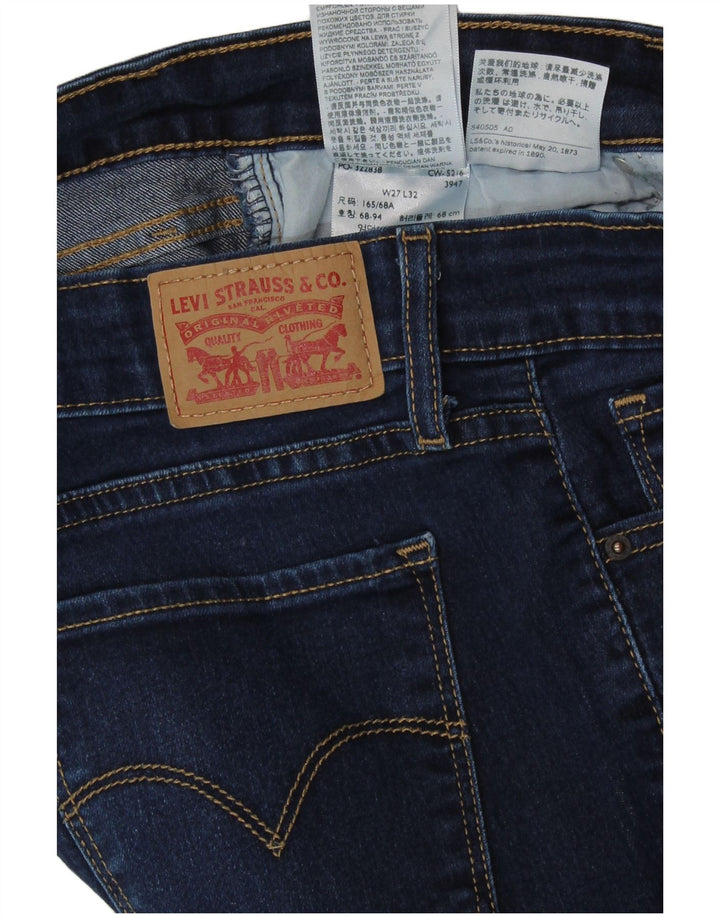 LEVI'S Dame 711 Skinny Jeans W27 L32 Marineblå Bomuld
