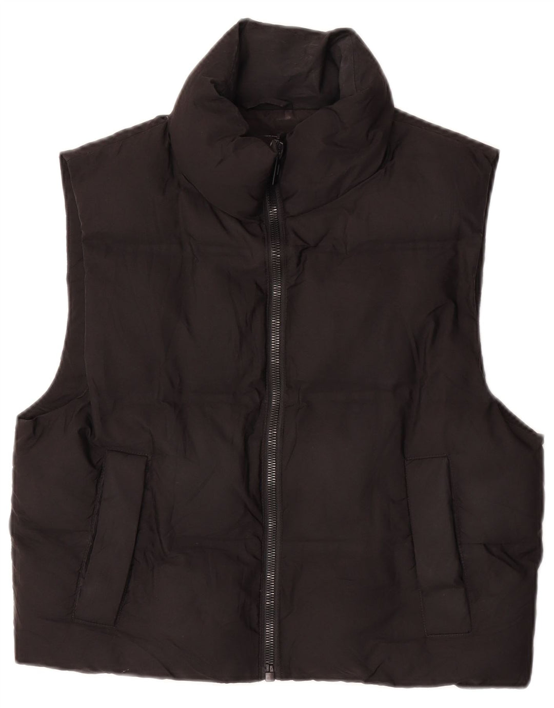 Zara Dame Oversized Polstret Gilet UK 6 XS Sort Polyester