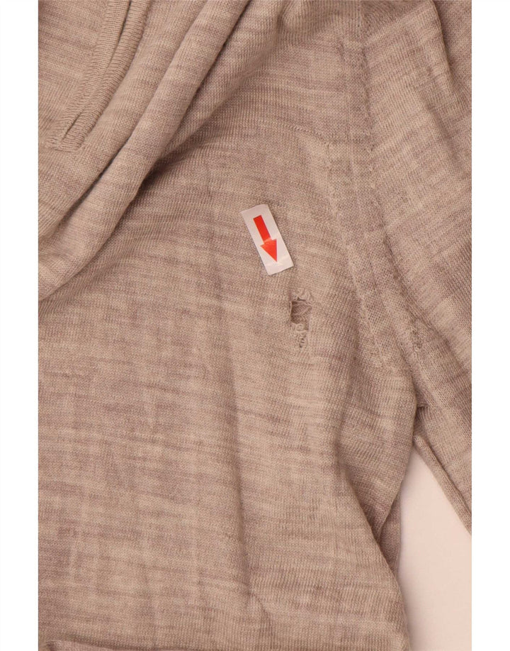 Reiss Herre Zip Neck Jumper Sweater Large Grey Flecked Wool