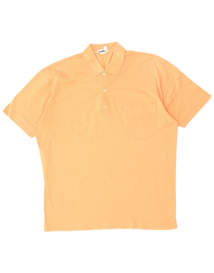 VINTAGE Poloshirt til mænd Medium Orange Bomuld