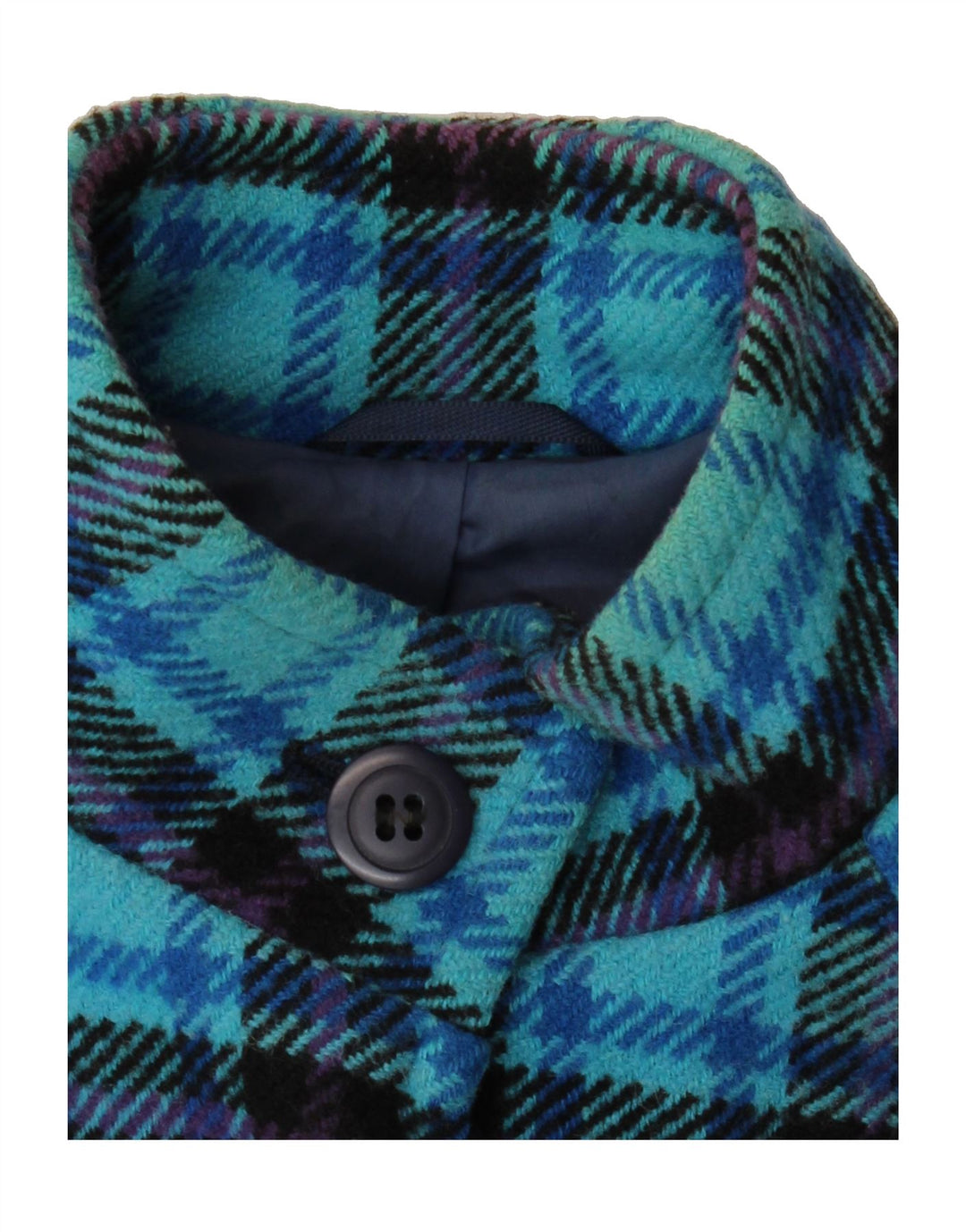 VINTAGE Womens Overcoat UK 18 XL Blue Plaid Vintage Vintage and Second-Hand Vintage from Messina Hembry 