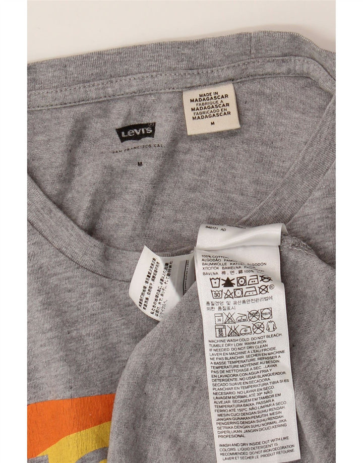 LEVI'S Herre grafisk T-shirt top mellemgrå flækket bomuld