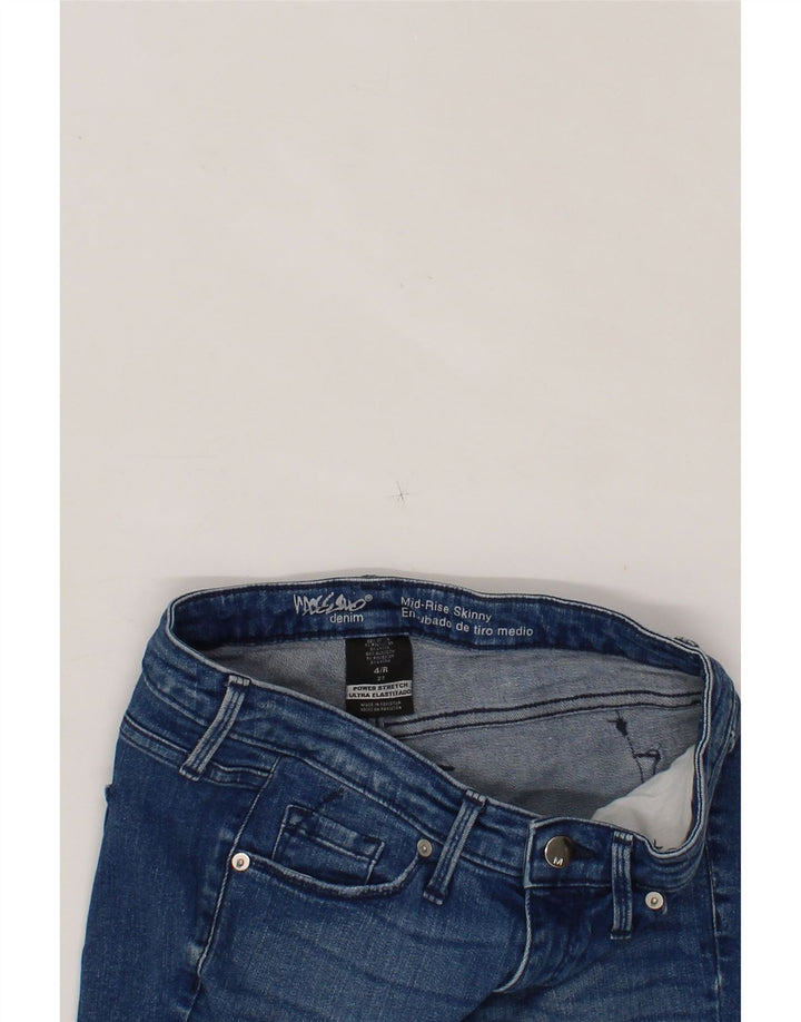 MOSSIMO Womens Distressed Mid Rise Skinny Jeans US 4 Small W26 L27 Blue Vintage Mossimo and Second-Hand Mossimo from Messina Hembry 