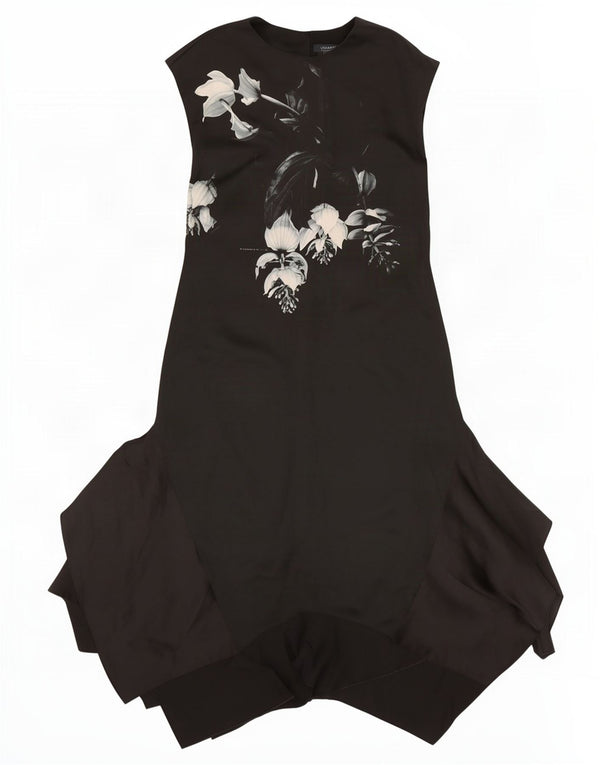 All Saints Womens Maxi Asymmetrical Dress UK 12 Medium Black Floral