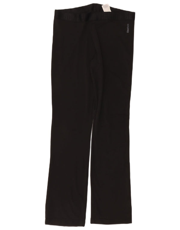 REEBOK Womens Leggings UK 12/14 Medium Black Polyester