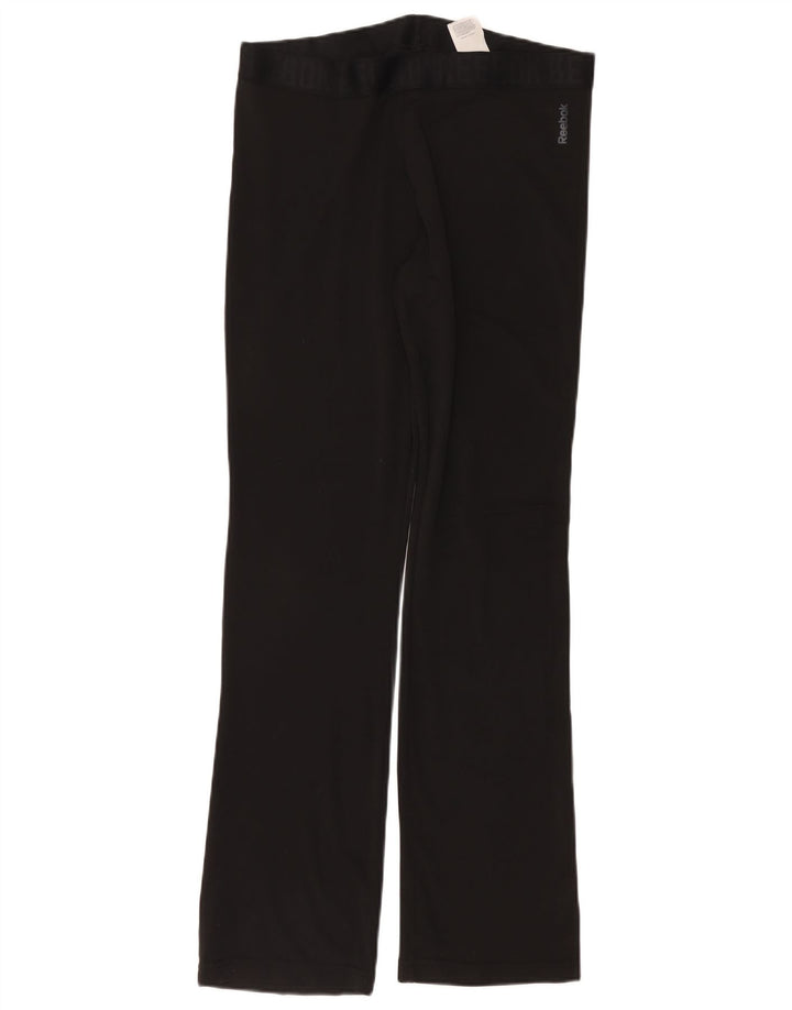 REEBOK Womens Leggings UK 12/14 Medium Black Polyester
