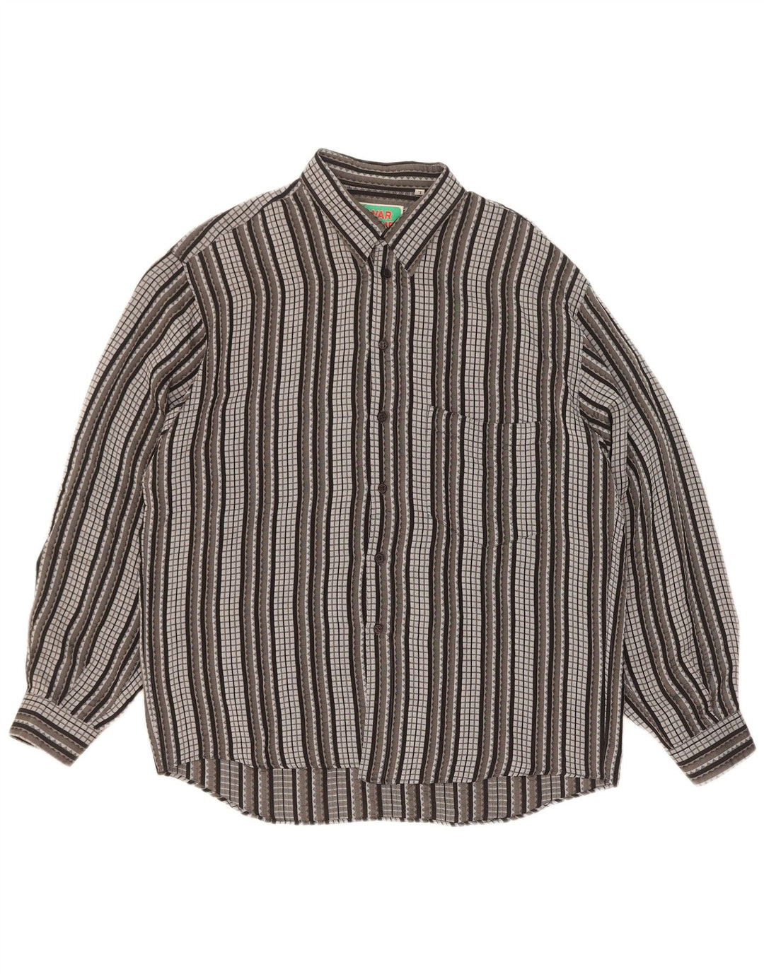 Vintage herreskjorte stor gråstribet acetat