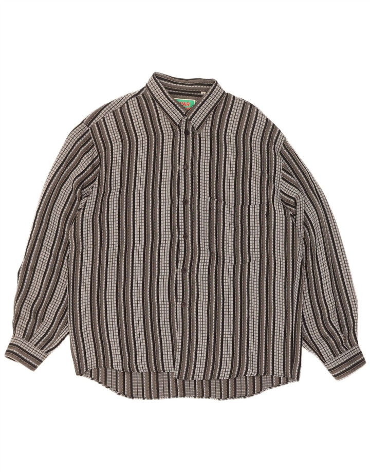 Vintage herreskjorte stor gråstribet acetat