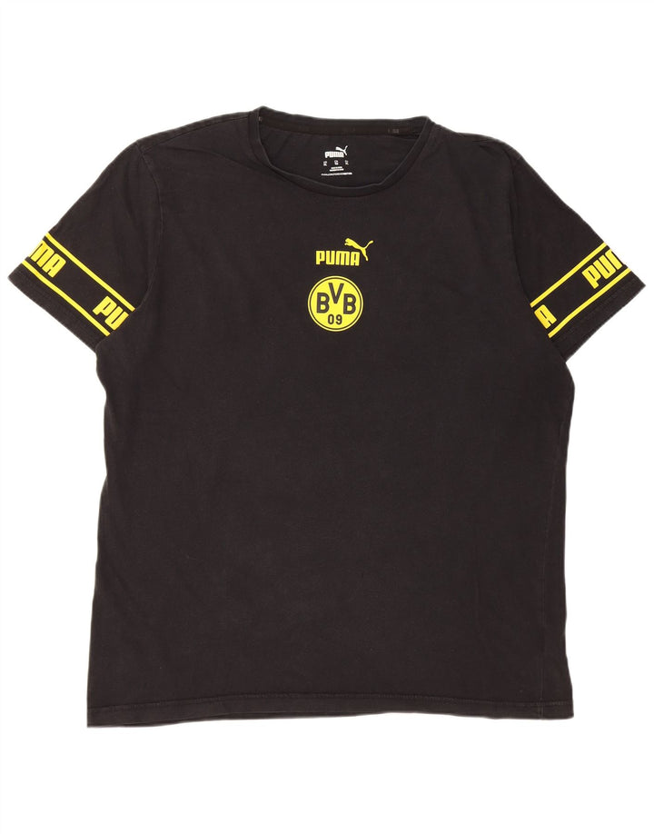 Puma Herre BVB Dortmund Grafisk T-Shirt Top XL Sort Bomuld