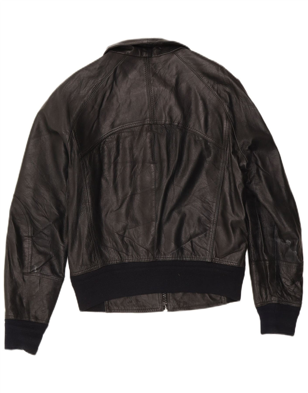 Vintage dame bomber læderjakke IT 50 XL sort læder