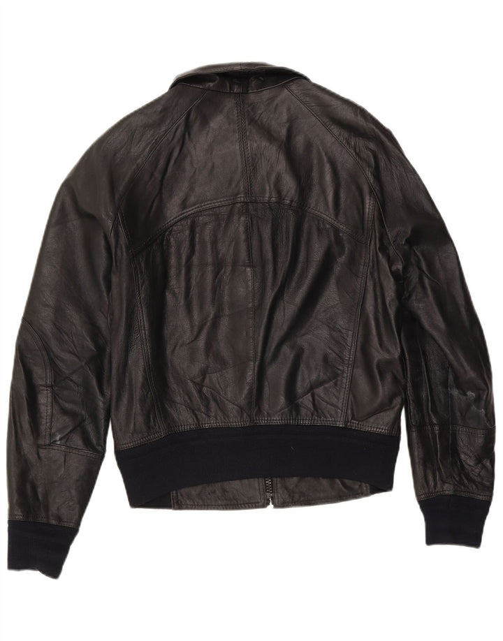 Vintage dame bomber læderjakke IT 50 XL sort læder