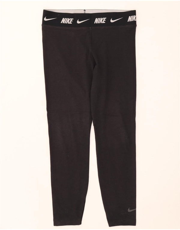 Nike Dame Tight Fit Grafiske Leggings UK 14 Stor Sort Bomuld