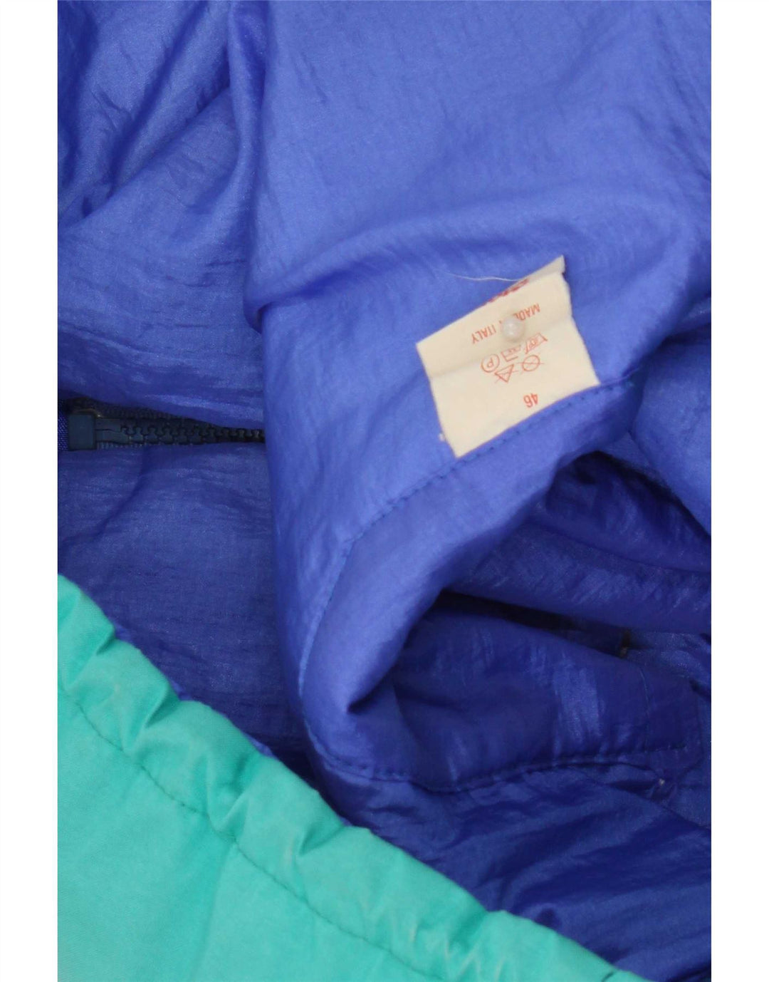 Vintage Herre Oversized Hætte Skijakke IT 46 Lille Grøn Colourblock