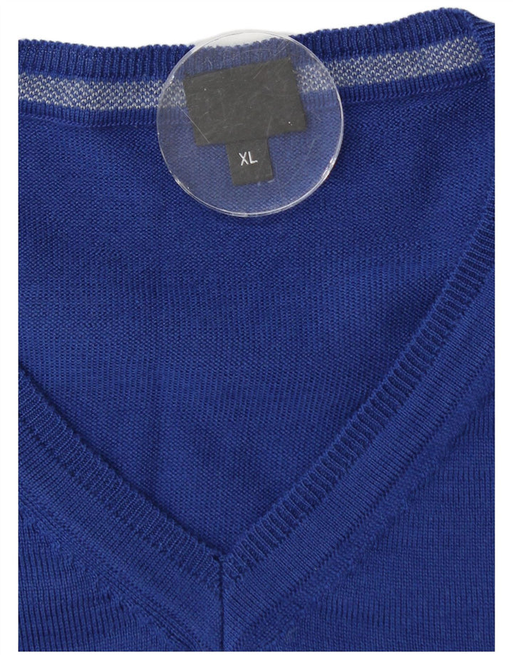 Hugo Boss Herre V-hals sweater XL Blå Virgin Wool