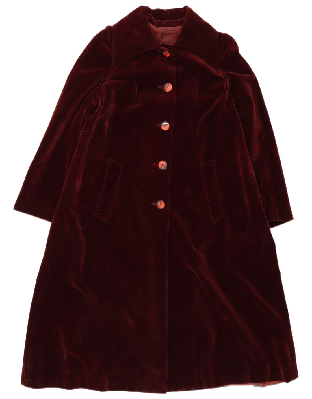 Vintage Dame Velvet Overcoat IT 46 Large Burgundy