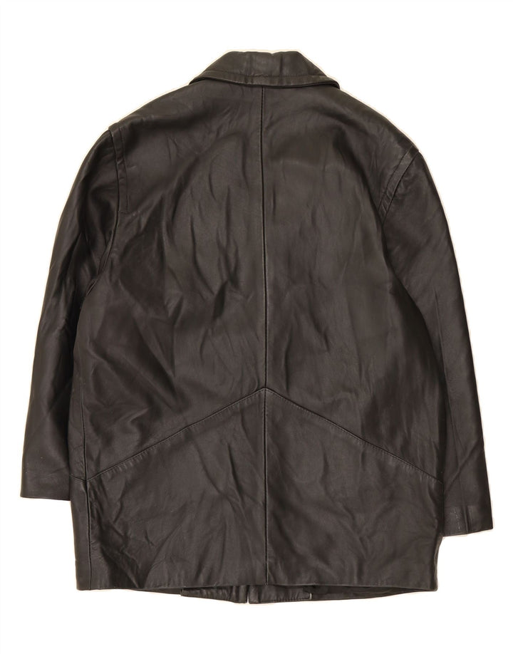 VINTAGE Womens Oversized Leather Coat IT 48 XL Black Leather Vintage Vintage and Second-Hand Vintage from Messina Hembry 