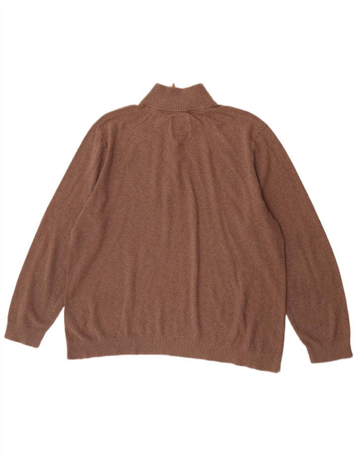Fat Face Herre Zip Neck Jumper Sweater 2XL Brun Bomuld
