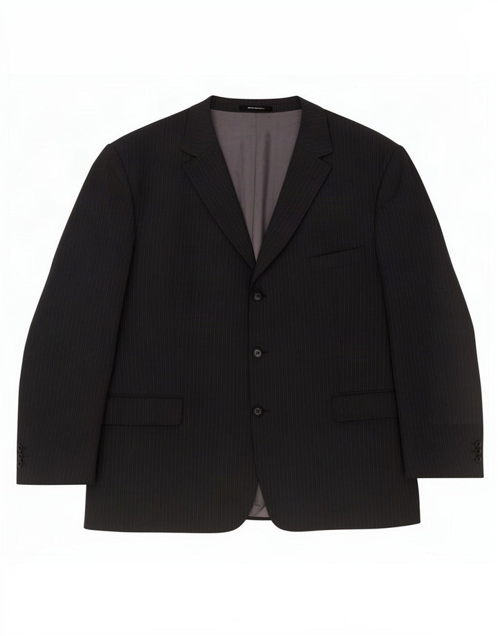 Marks & Spencer Herre Short 3 Button Blazer Jacket UK 48 2XL Black Pinstripe