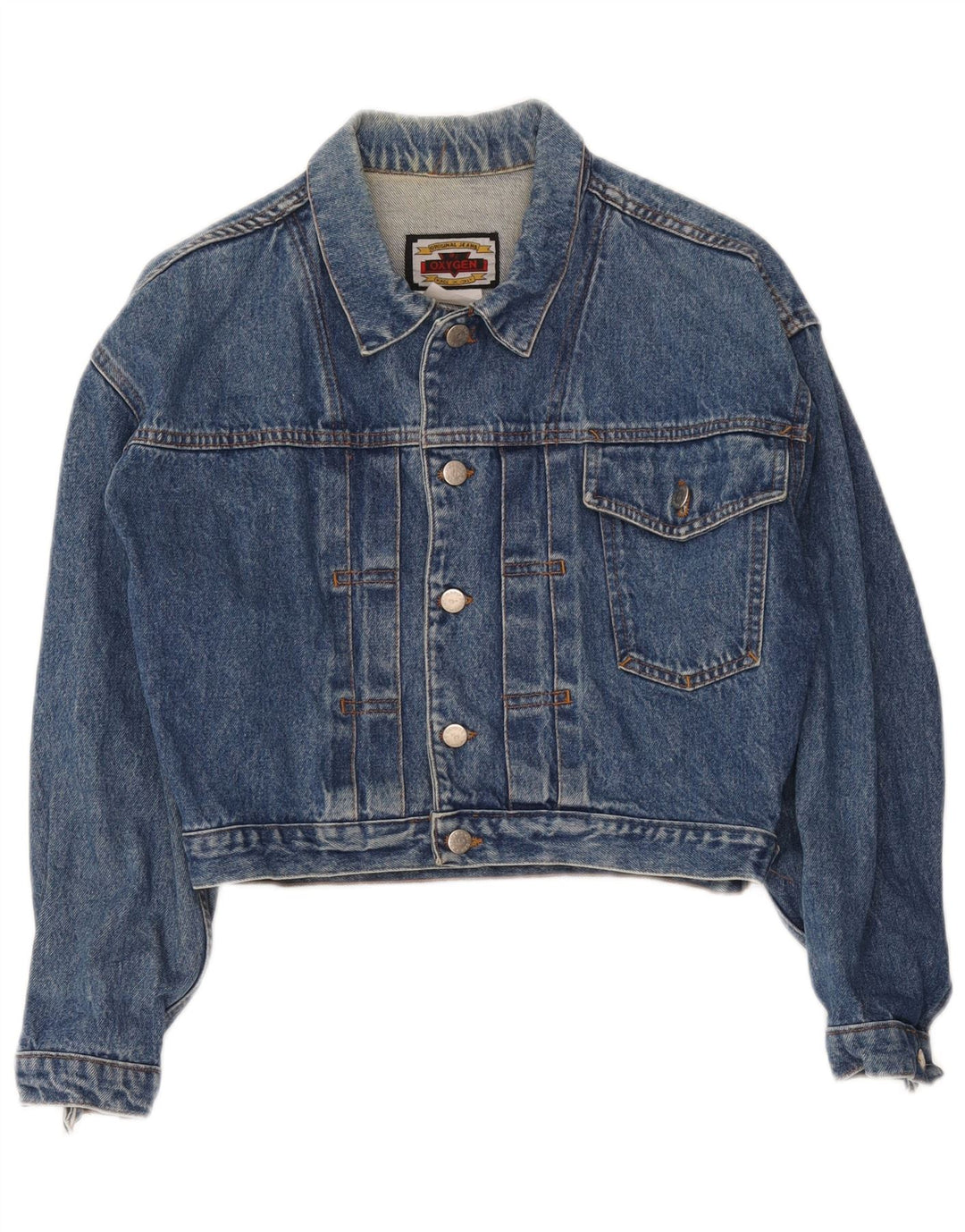 Oxygen Dame Crop Denim Jacket UK 12 Medium Blue