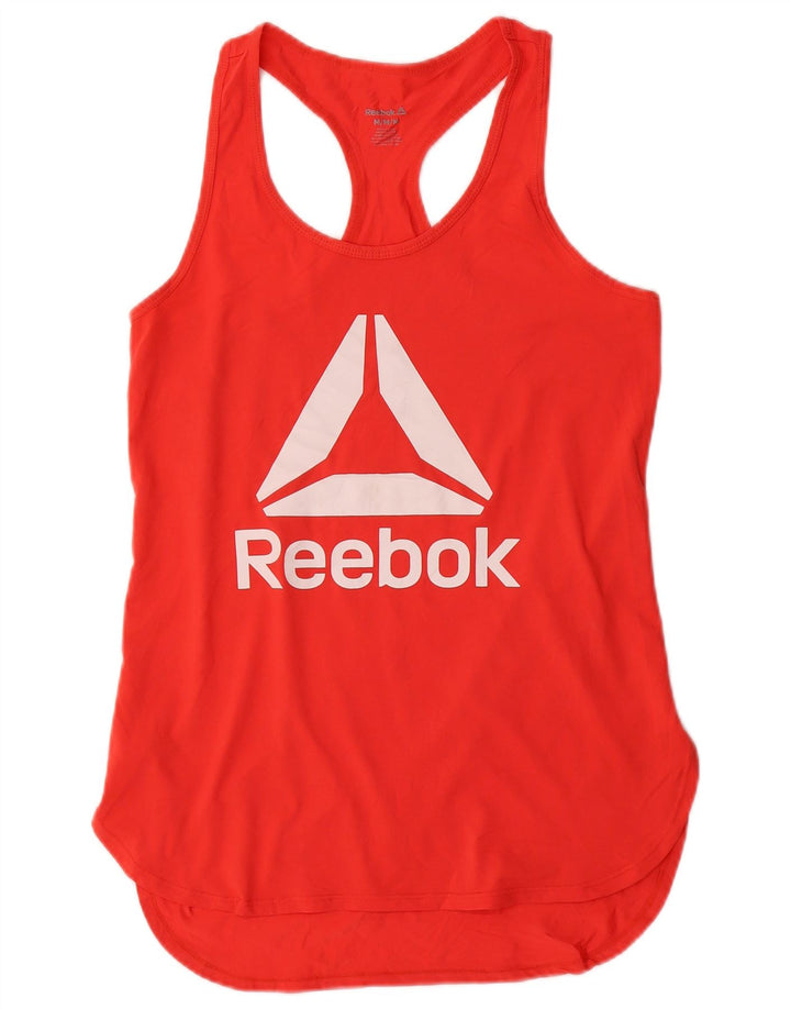 REEBOK Grafisk Vest Top UK 12 Medium Rød Polyester til kvinder