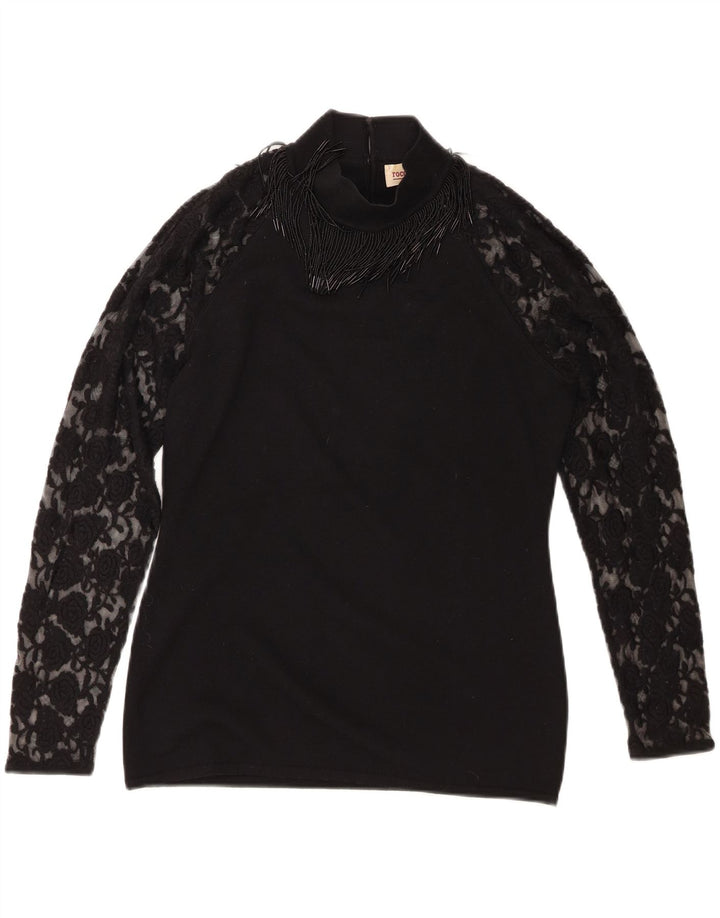 Roccobarocco Dame Top Langærmet UK 14 Medium Sort Merinould