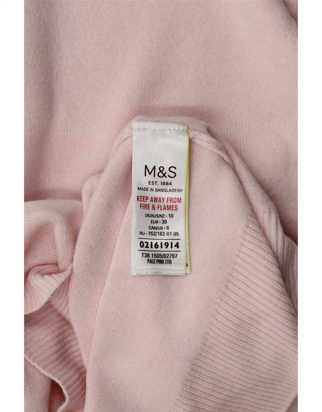 Marks & Spencer Dame Roll Neck Sweater UK 10 Small Pink Acryl