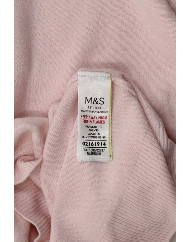 Marks & Spencer Dame Roll Neck Sweater UK 10 Small Pink Acryl