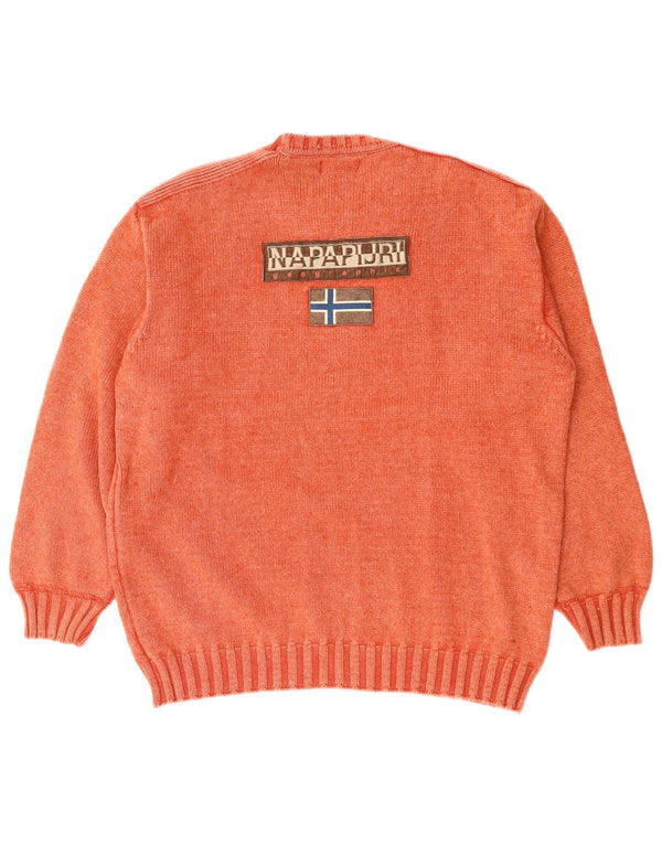 NAPAPIJRI Herre grafisk rund hals sweater XL Maroon Merino Uld