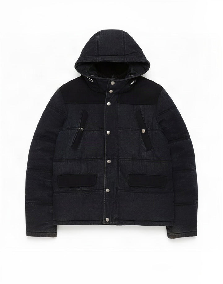Zara Herre hættepolstret jakke UK 40 Large Navy Blue