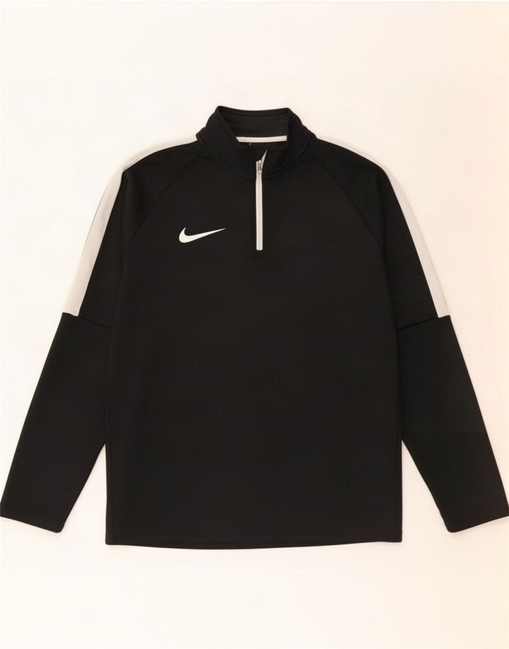 Nike Herre Dri Fit Pullover med lynlås-hals Træningsdragt Top Lille sort Colourblock