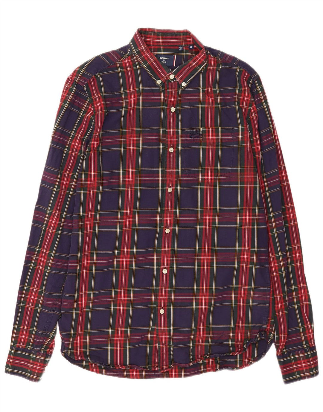 Superdry Flanelskjorte til mænd, medium marineblå ternet bomuld
