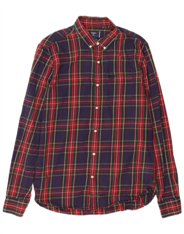 Superdry Flanelskjorte til mænd, medium marineblå ternet bomuld