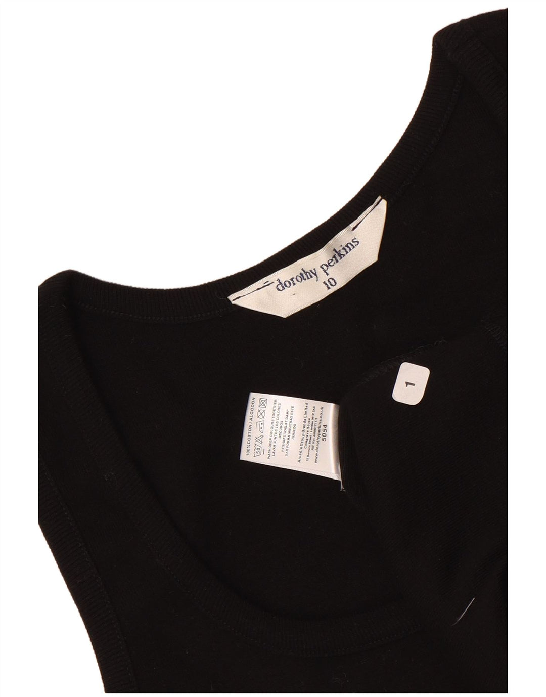 Dorothy Perkins Damevest Top UK 10 Small Black Bomuld