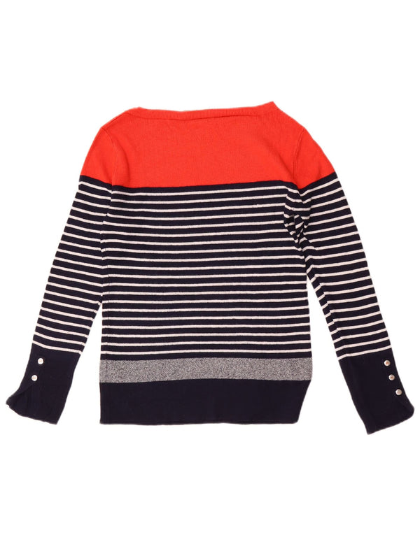 Oasis Dame Boat Neck Jumper Sweater UK 8 Small Navy Blue Striped
