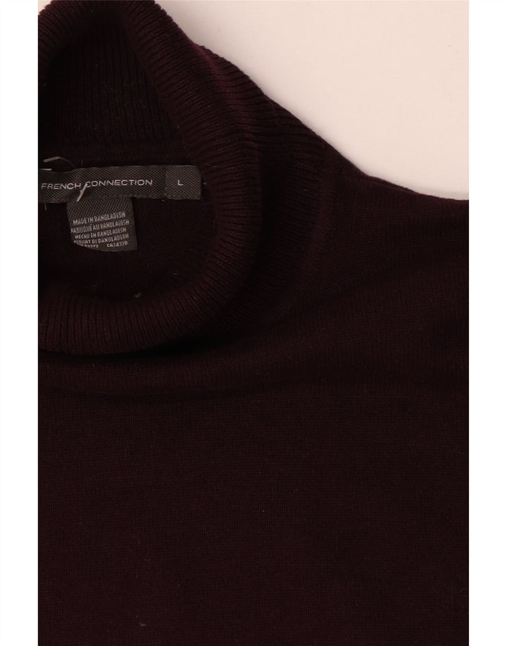French Connection Dame Roll Neck Jumper Sweater UK 16 Large Burgundy