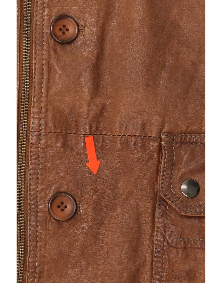 YORN Mens Leather Jacket IT 56 3XL Brown Leather Vintage Yorn and Second-Hand Yorn from Messina Hembry 