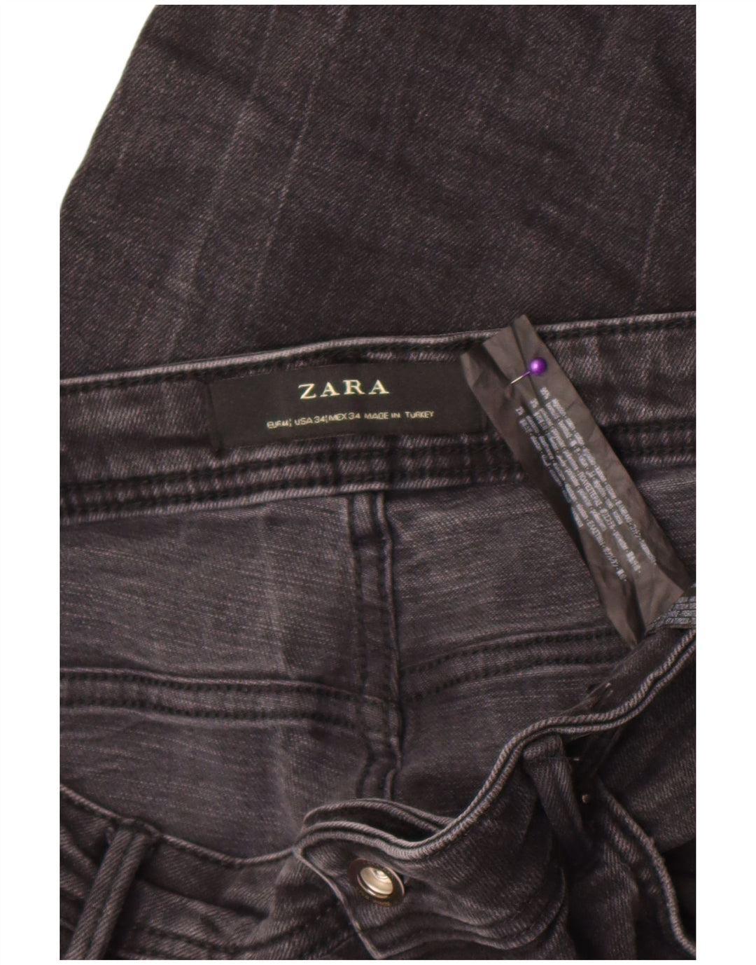 Zara Herre Distressed Slim Jeans EU 44 Large W34 L28 Grå Bomuld