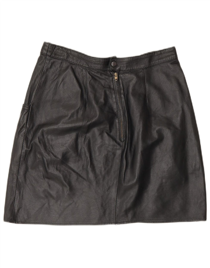 Vintage Dame Mini Læder Nederdel IT 44 Medium W28 Sort
