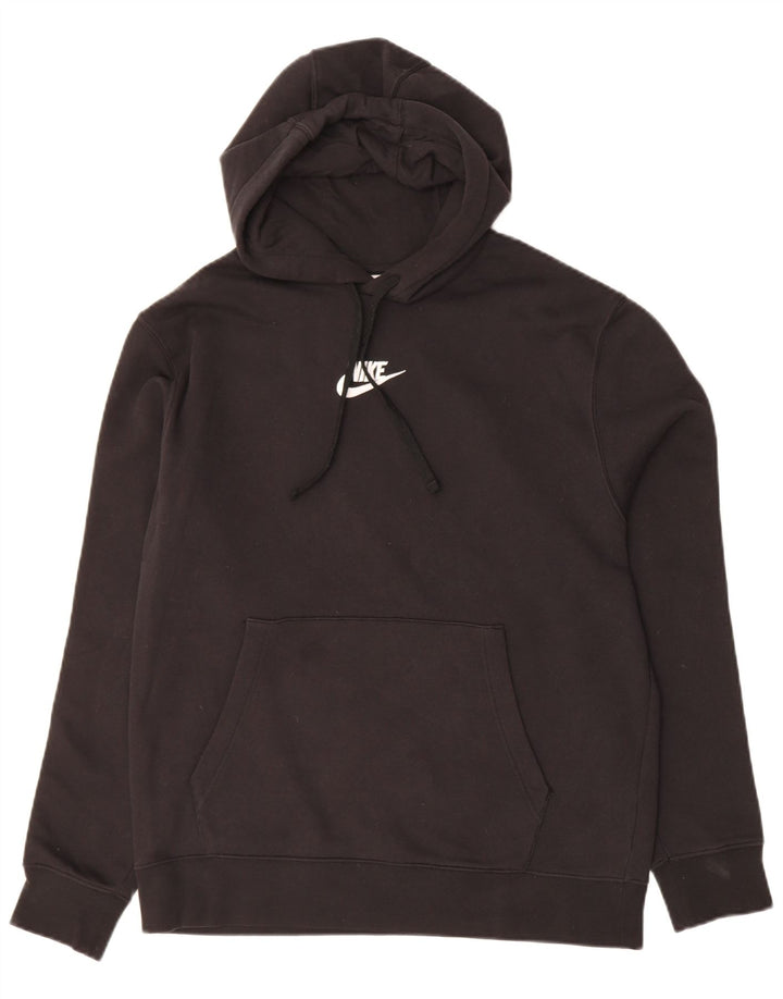 NIKE Mens Graphic Hoodie Jumper Large Black Cotton